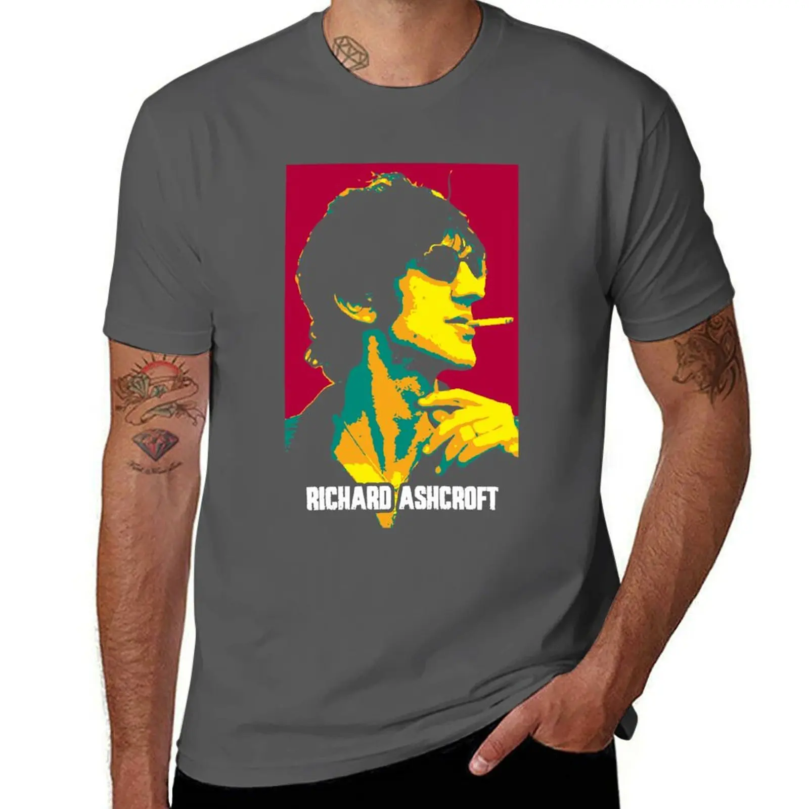 

Man songwriter Ashcroft and Lucky English Richard singer an Richard Paul Ashcroft T-Shirt Abstract Pattern Print Top