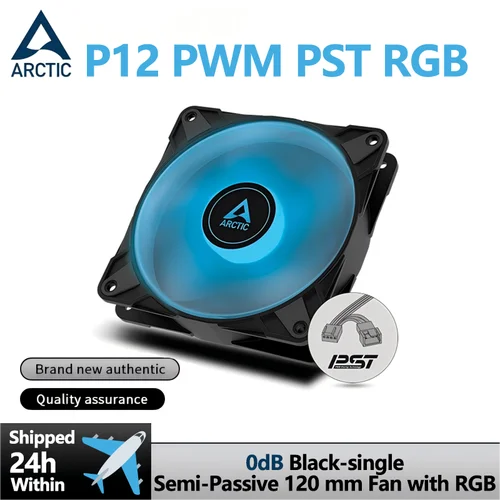 Imagen 1 del producto ARCTIC P12 PWM PST RGB Negro - Ventilador con caja PWM de 120 mm otimizado para presión estática, semisapivo: 0 - 2000 RPM, LED RGB de 12 V y 4 pines