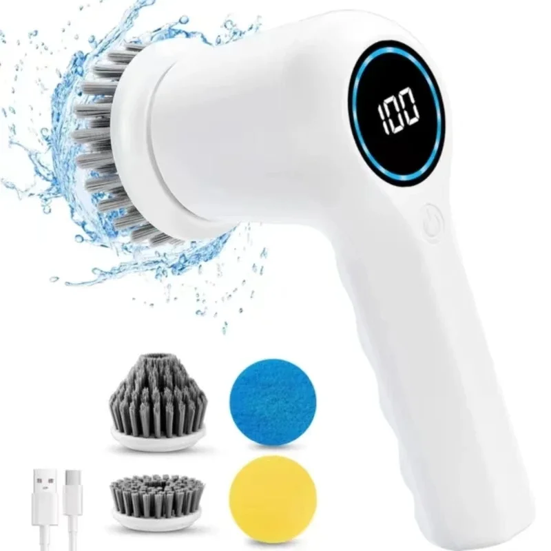 

Electric Spin Scrubber Power Scrubber Cordless Cleaning Brush Shower Scrubber for Bathroom Floor Car Wheel Tub Tile 4 Heads