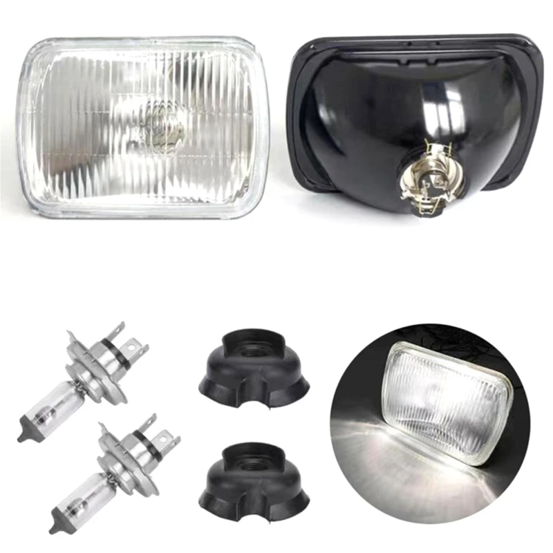 1 Pair 5X7inch H4 Headlight Kit Rectangle Headlamp Halogen Bulb For Nissan Navara Toyota Hiace Hilux 1978-2005 RHD