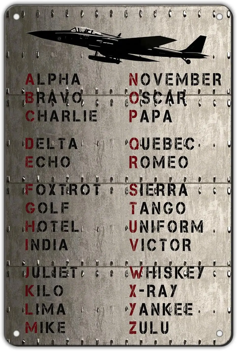 1v,Funny Pilot Code Aviation Phonetic Alphabet Metal Tin Sign Alphabet Poster  Pilot Code Aviation Tin Sign Home Kitchen Garden