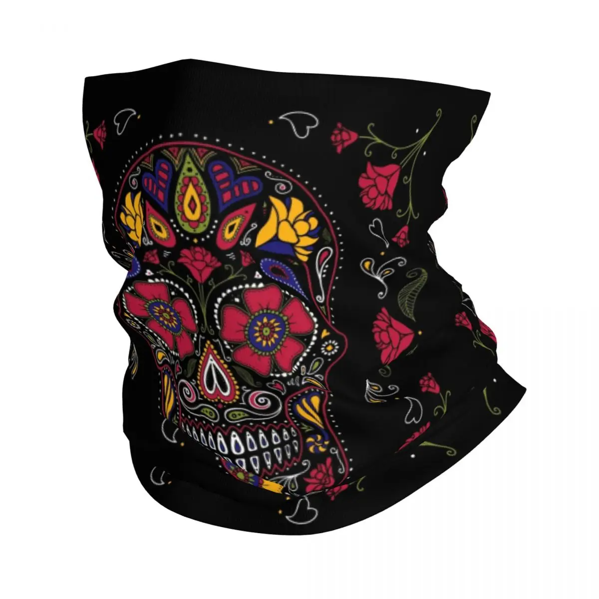 

Day Of The Dead Sugar Skull Dark Bandana Neck Gaiter Printed Balaclavas Face Scarf Warm Cycling Fishing Unisex Adult Breathable