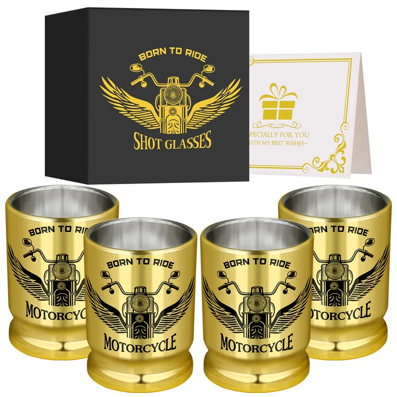 

Set of 50 Caliber Bullet Shot Cups for Whiskey Liquor Motorcycle Design Golden Plastic Shot Glasses Wedding Barware Gift for Men