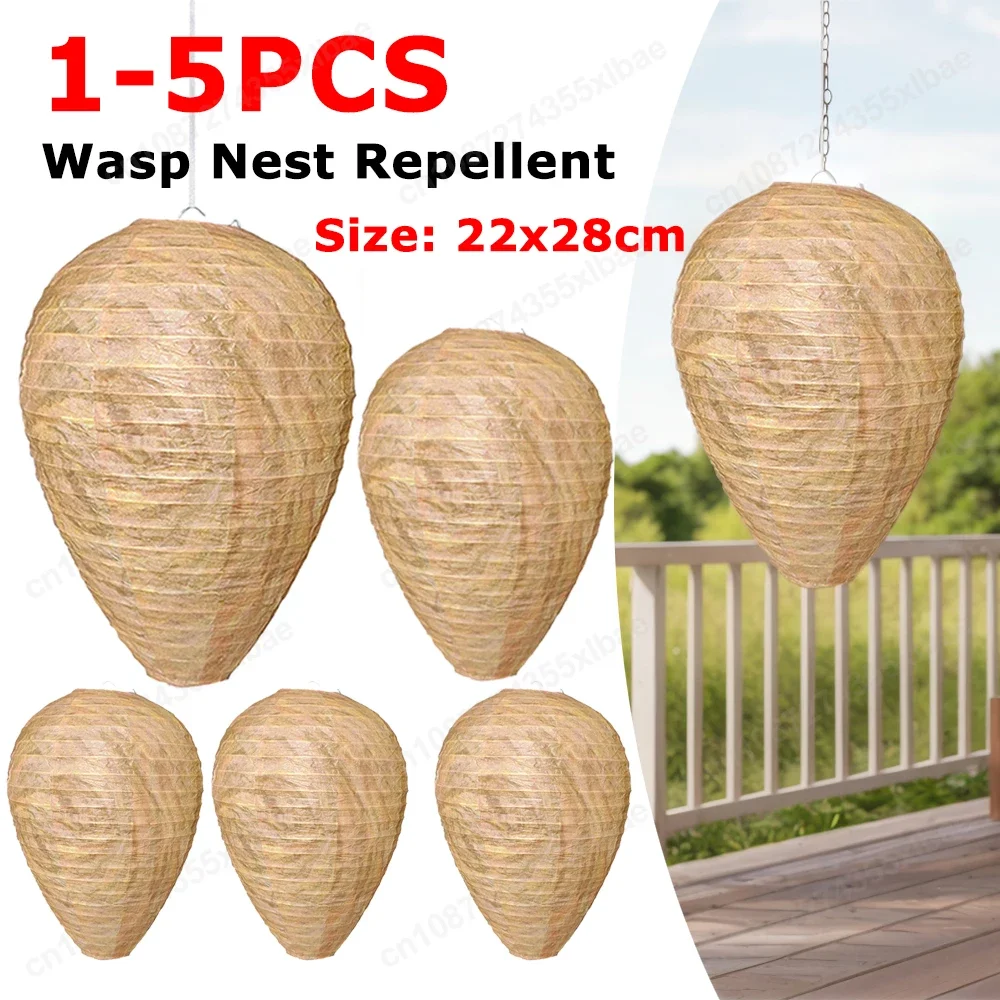 Hanging Fake Wasp Nest Decoy Waterproof Hornet Fly Catcher Insect Paper Drive Beehive Paper Lantern Hornets Repellent Traps