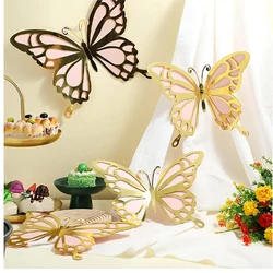 12pcs Glamorous 3D Butterfly Wall Decor Set - Large & Lifelike Decor for Birthday, Baby Shower, & Nursery - Golden & Pink - Prem