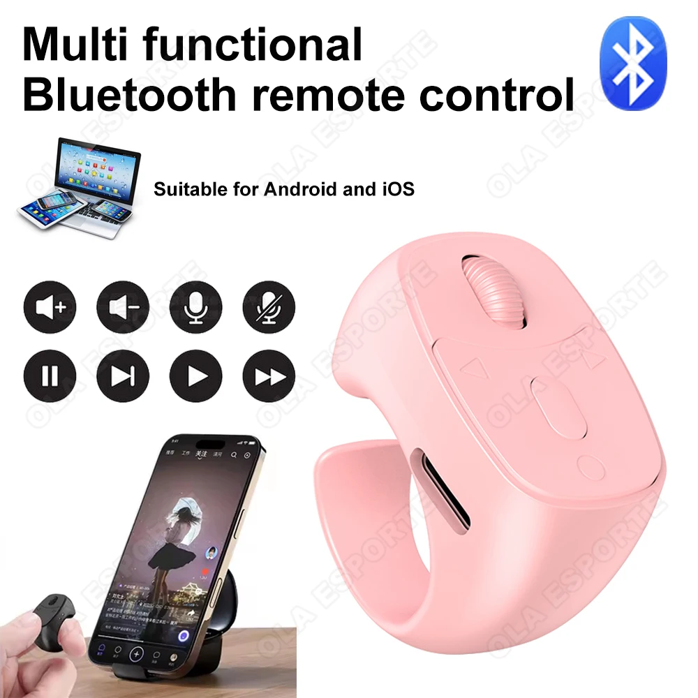 Fernbedienung Kabelloser Bluetooth-Rollring für Fingerspitzen, tragbare mobile Maus, Video-Automatik-Seitenwechsler, Browsing-Ring R12