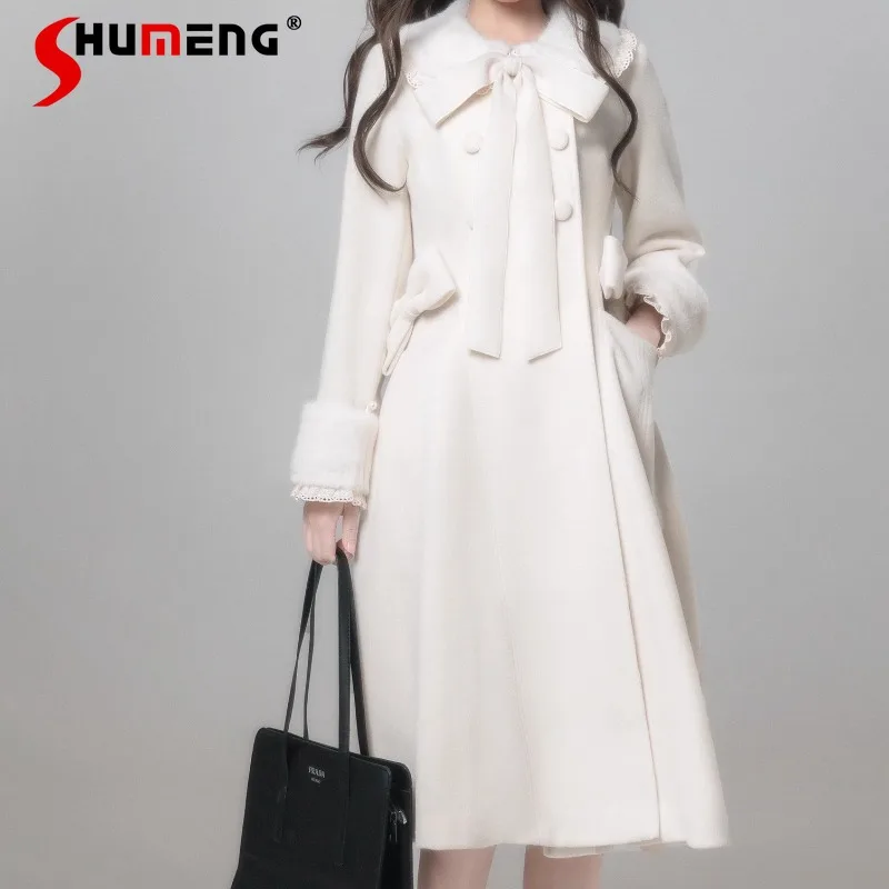 

Japanese Style Rojita New White Cute Girly Japanese Coat Lolita 2025 Autumn Winter Warm Comfortable Long-sleeves Woolen Jacket