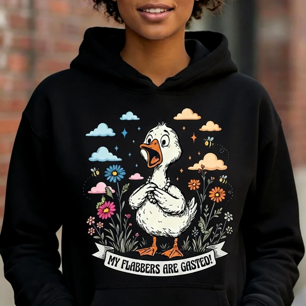 

My Flabbers Are Gasted Funny Goose Printed Clothing Men Women Fall Winter Daily Life Casual Hoodies Unique Design Sweatshirts