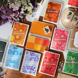 7 Color Ink Pads for Stamping Creative Gradient Color Series Stamp Ink Pad for Kids Colorful DIY Decorative Scrapbook Ink