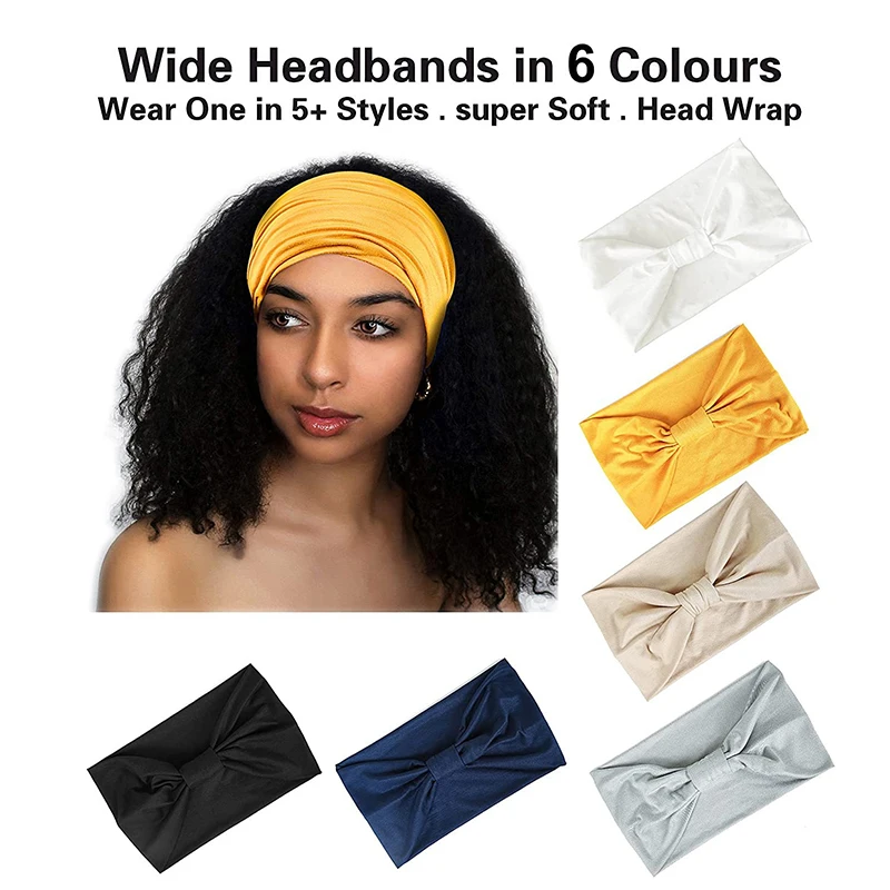 

New Boho Solid Color Wide Headbands Vintage Knot Elastic Turban Headwrap For Women Girls Cotton Soft Bandana Hair Accessories