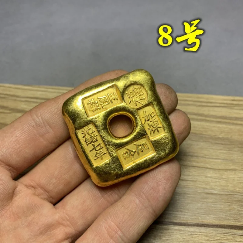 Antique Ingot in Ming and Qing Dynasties Gold Ingot Gold Coin Pure Red Gold Ingot Lucky Waist Small Gold Ingot Gold Ingot Chisel