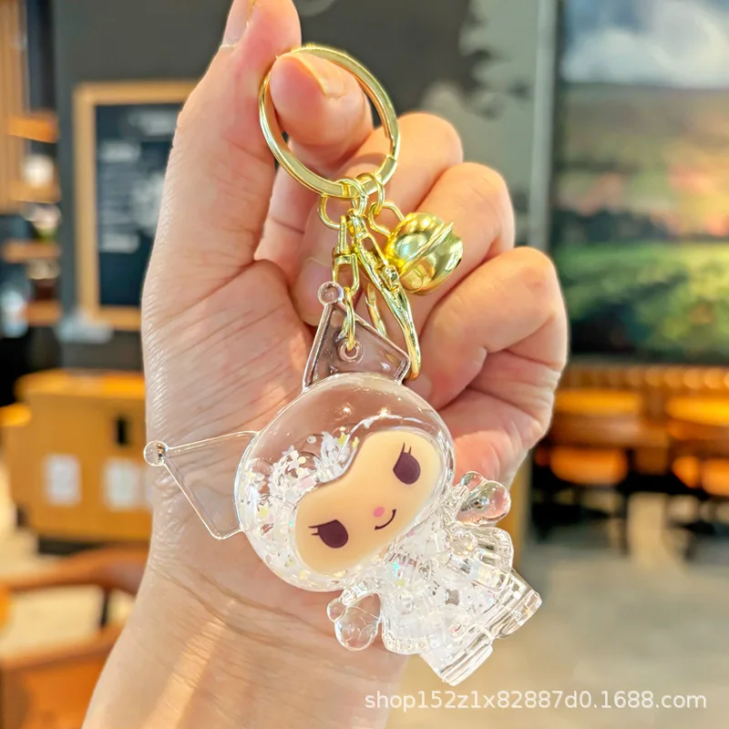 قطعة واحدة من رمل متدفق في فقاعات الزيت - سلسلة مفاتيح لطيفة ورائعة للحقائب المدرسية، هدية للأزواج، سلسلة مفاتيح للعشاق #4