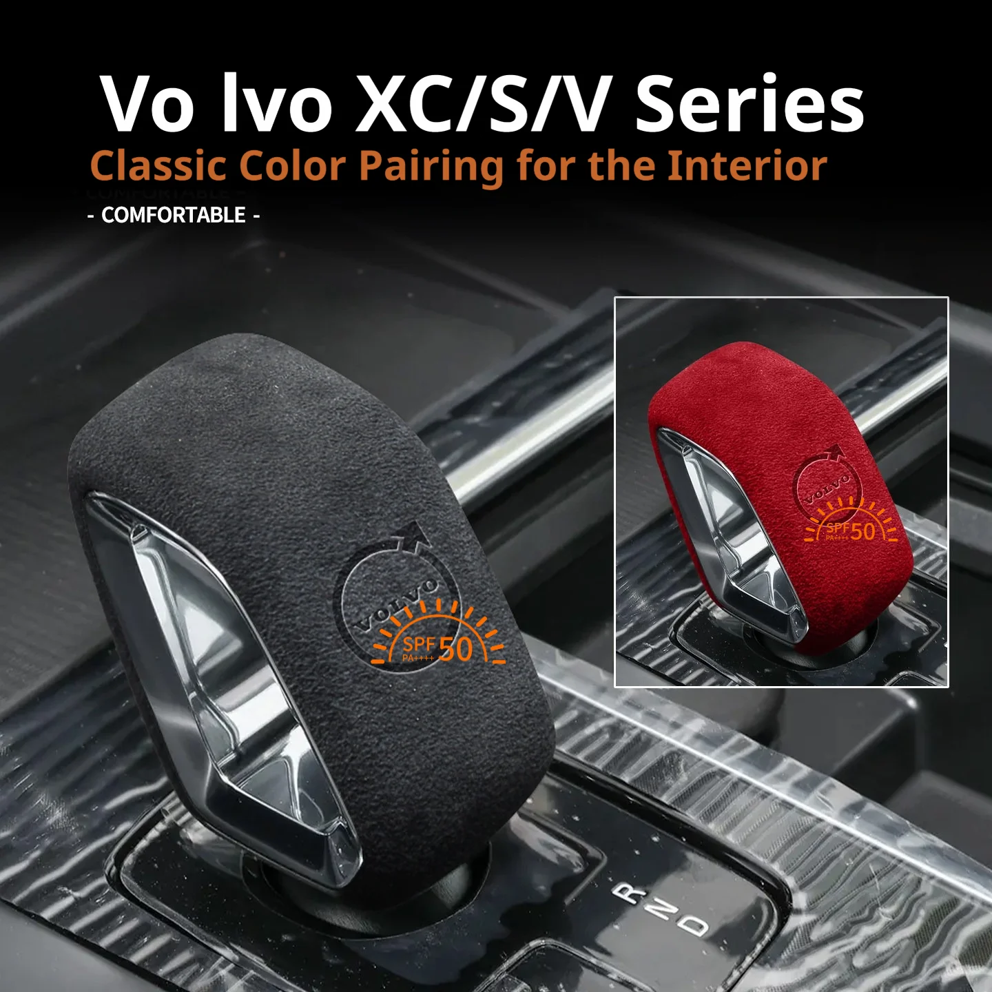 

Suede Gear Shift Knob Trim Cover Center Console Shift Sticker for Vo lvo XC60 S90 XC90 S60 V60 XC40 V90CC 2022 Dark Grey