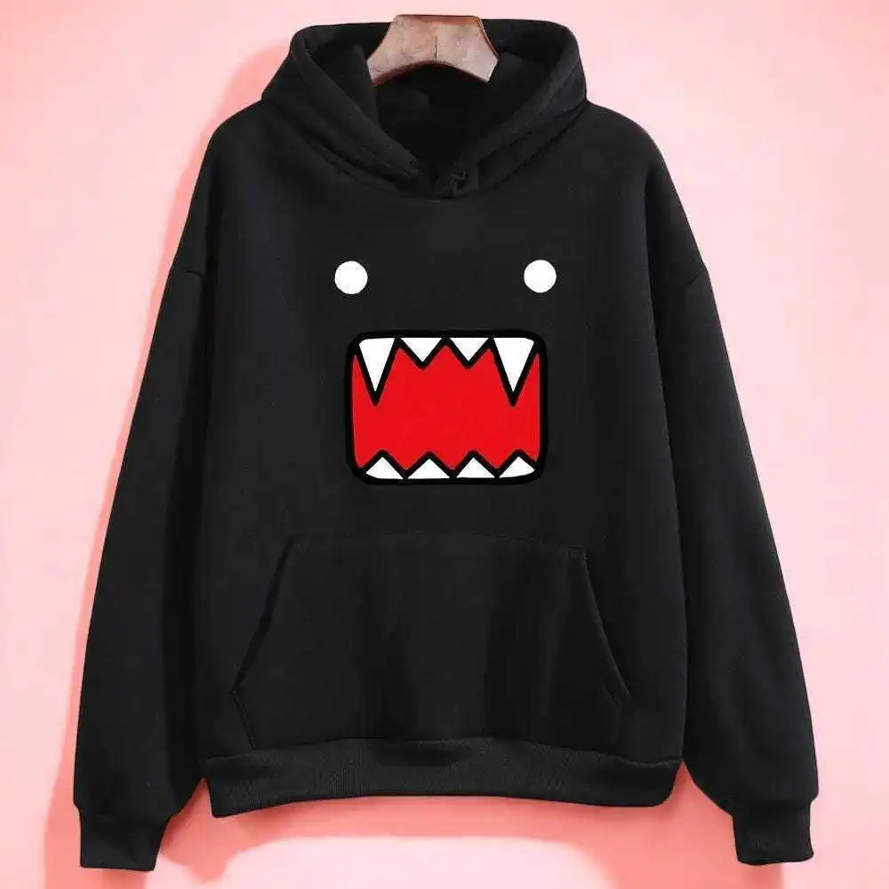 لطيف دافئ دومو كون للجنسين هوديي أنيمي البلوز الشارع نمط البوليستر كم طويل مقنع منتصف الوزن مطبوعة عارضة أعلى