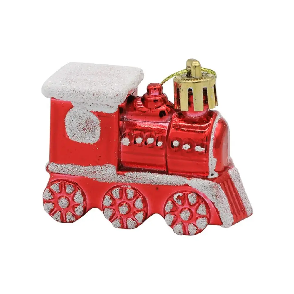 4PCS/Box Small Car Train Christmas Tree Ornament Plastic New Year Christmas Gifts Boxes Pendant Pendant DIY Crafts Painted - Image 2