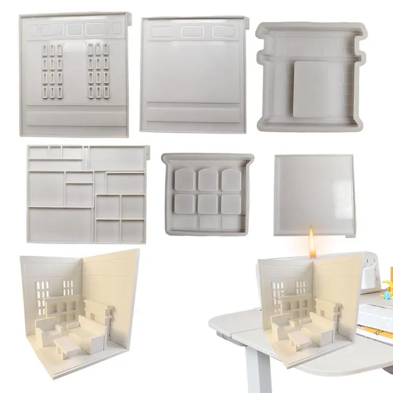 Silicone House Mold Doll House Making Mould Set Of 6 Home Decoration Plaster Moulds Epoxy Resin Casting Mould Small Room