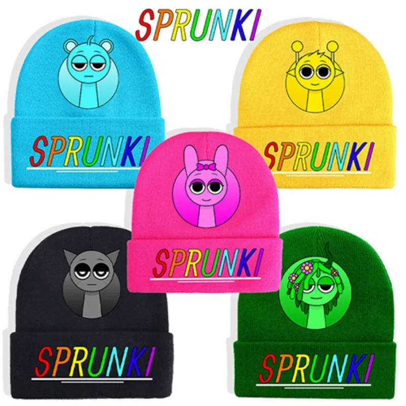 Sprunki Strickmütze für Kinder, Anime-Cartoon, niedliche Strickmütze, Jungen und Mädchen, Winter, warme Windschutzmütze, Baby, Kinder, Hip-Hop-Kappen, Geschenke