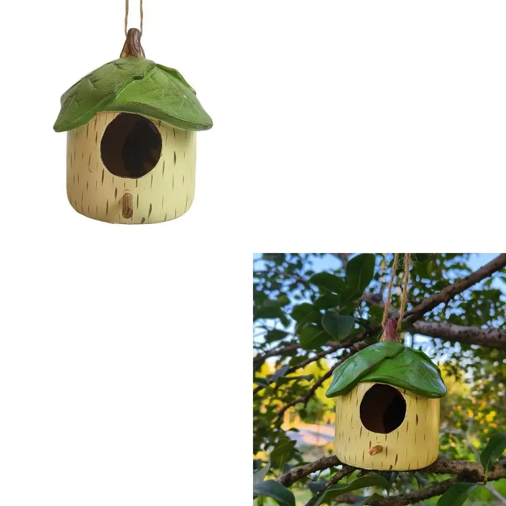 

Смолы лист висят птичий дом для маленьких чинацкой зяблики на открытом воздухе.