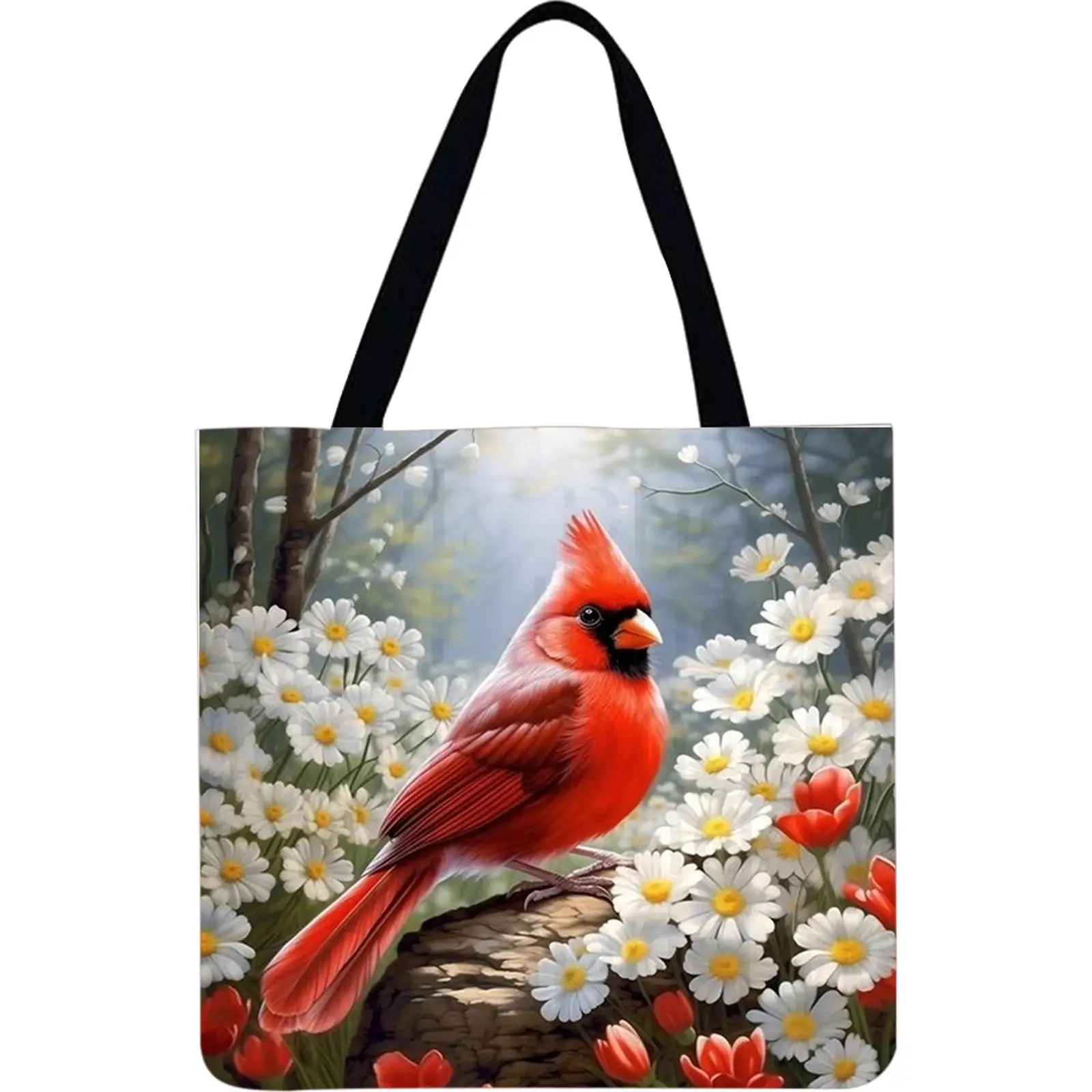 

4 шт., льняная большая сумка с птицами, большая вместительная женская сумка на плечо для покупок