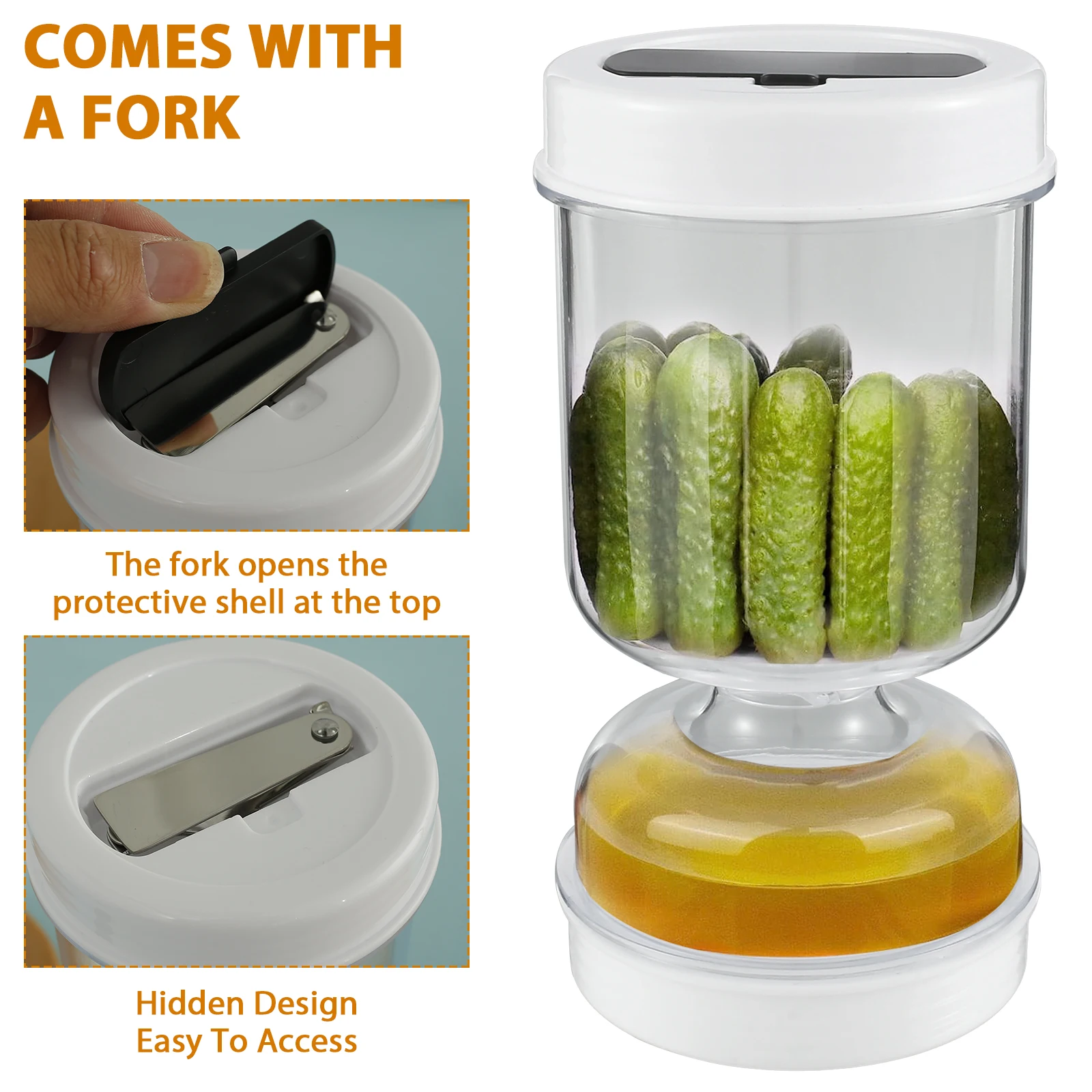 Pickles Jar Dry and Wet Dispenser Pickle Olives Hourglass Jar Leakproof Reusable for Food Storage Kitchen Foods Separator Tools