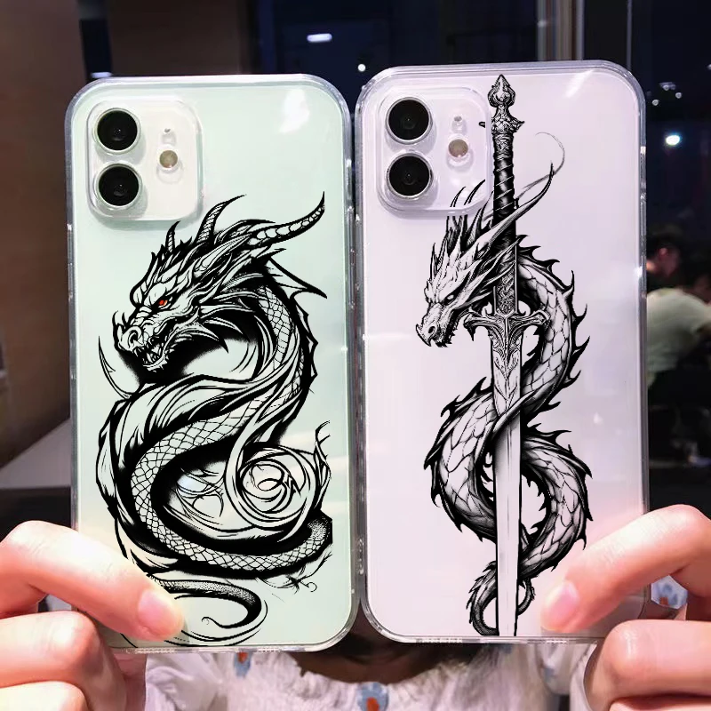 Chinese Divine Dragon Phone Case For iPhone 15 14 13 12 11 Pro Max 13 12 Mini 6 7 8 Plus Liquid Silicone Back Carcasa Coque