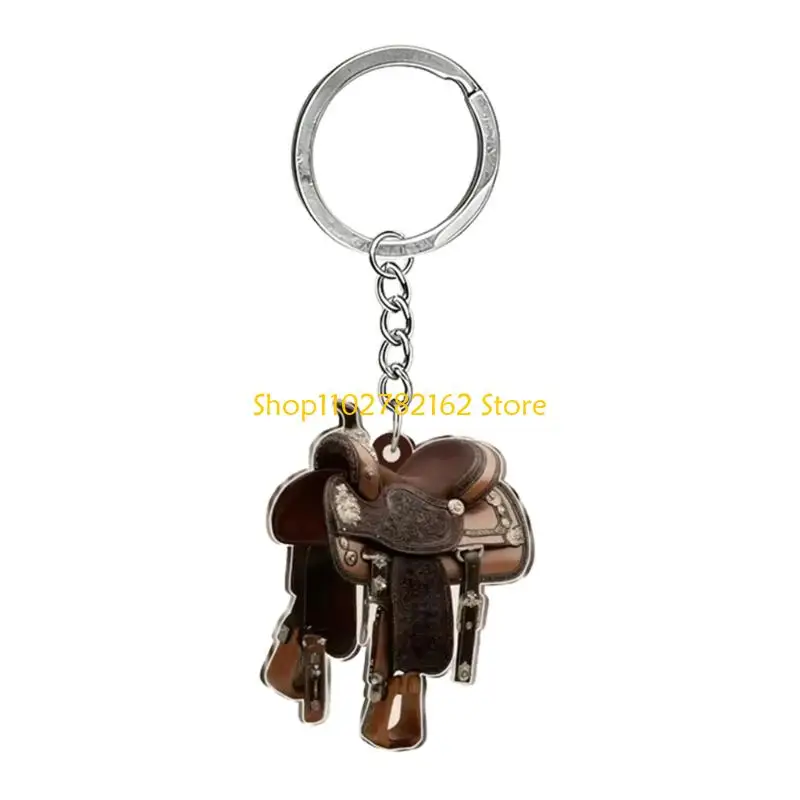 547B Stylish Acrylic Horse Saddles Keychain For Car Mirror Decoration Hanging Ornament Gift Home Decors And Locker Use