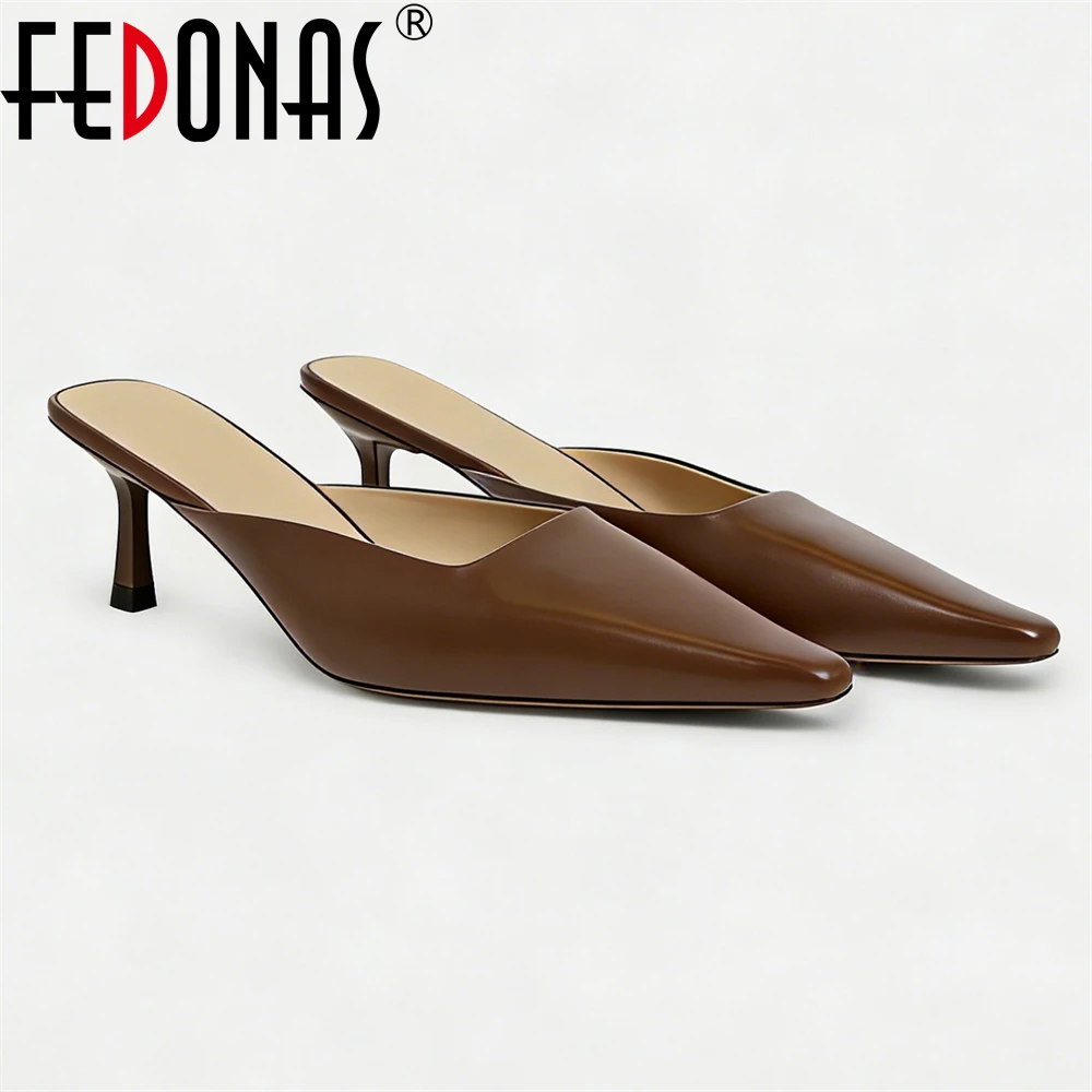 Genuine Leather Slingback Pumps with Pointed Toe High Heels