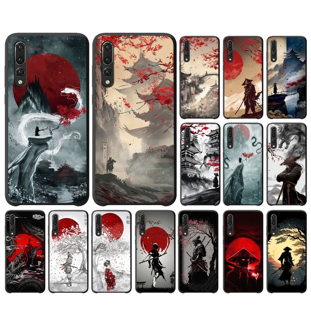 Landscape ink Painting Japan Samurai Phone Case For Huawei P 8 9 10 20 30 40 50 Pro Lite Psmart Honor 10 lite 70 Mate 20lite