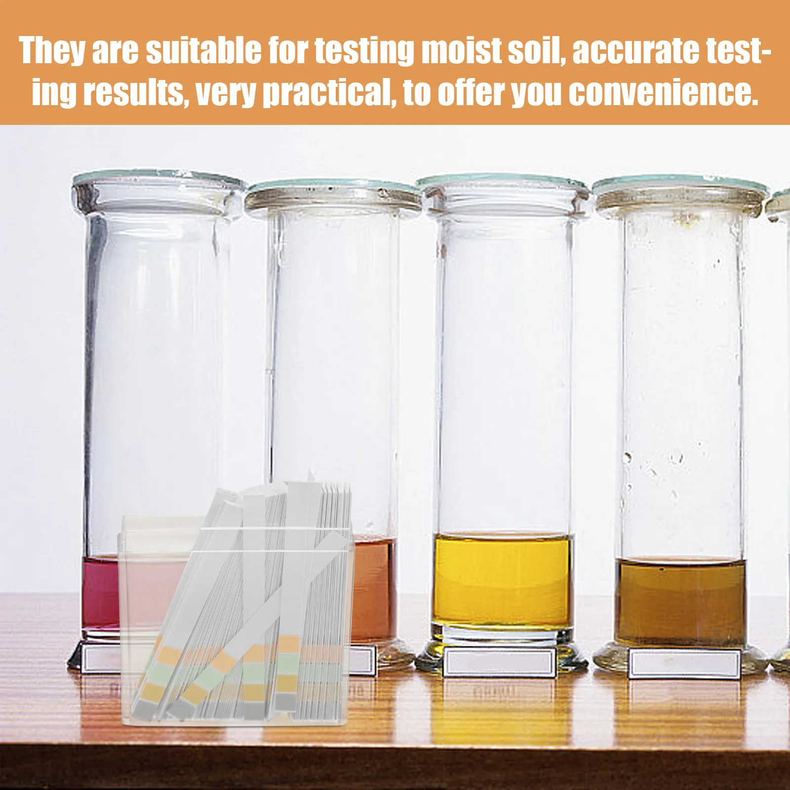 100Pcs Soil PH Test Strips 0-14 Range Colorimetric Testing Paper for Moist Soil Water Aquarium Hydroponics