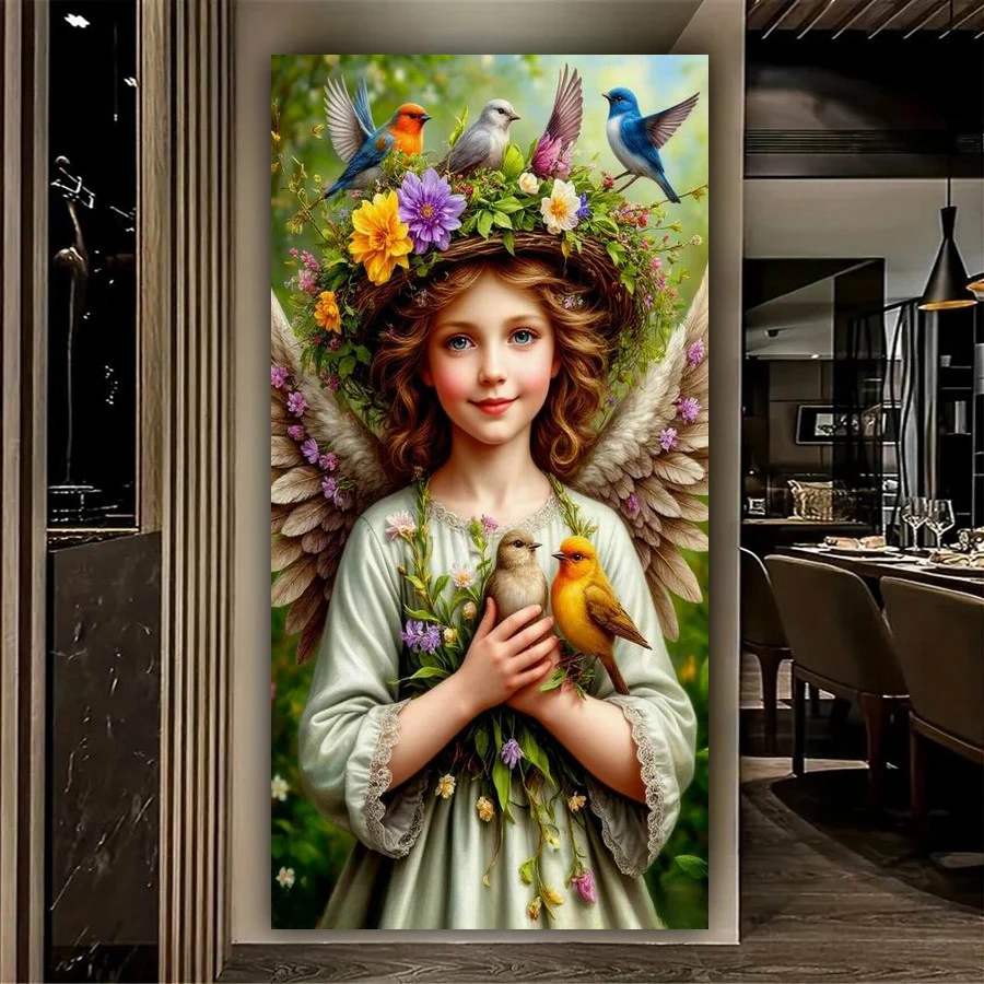 

Наборы для алмазной вышивки DIY: Новая коллекция «Девочки, цветы и птицы», большой размер, полная выкладка, мозаика с животными, картина-вышивка