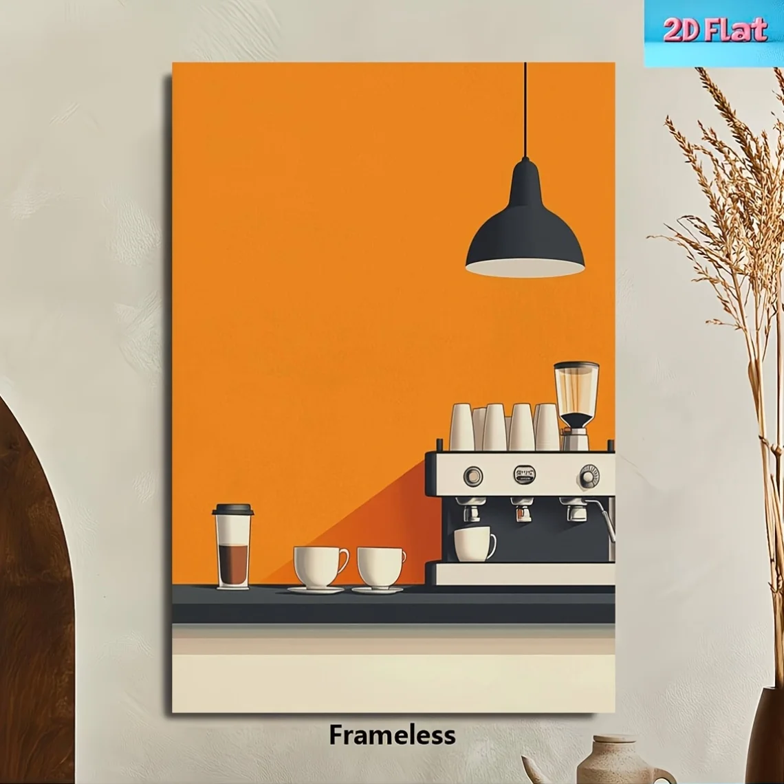 2D Flat, 2D Flat, 1pc, No Frame, Multi-Size, Frameless, Espresso Machine Poster for Coffee Club, Modern Cafe Bar Wall Decor,