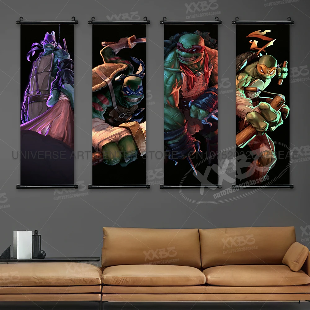 Żółwie Ninja plakat filmowy TMNT wiszący obraz Michelangelo Home Decor Leo Wall Art Raph Scrolls Picture Donatello tapeta