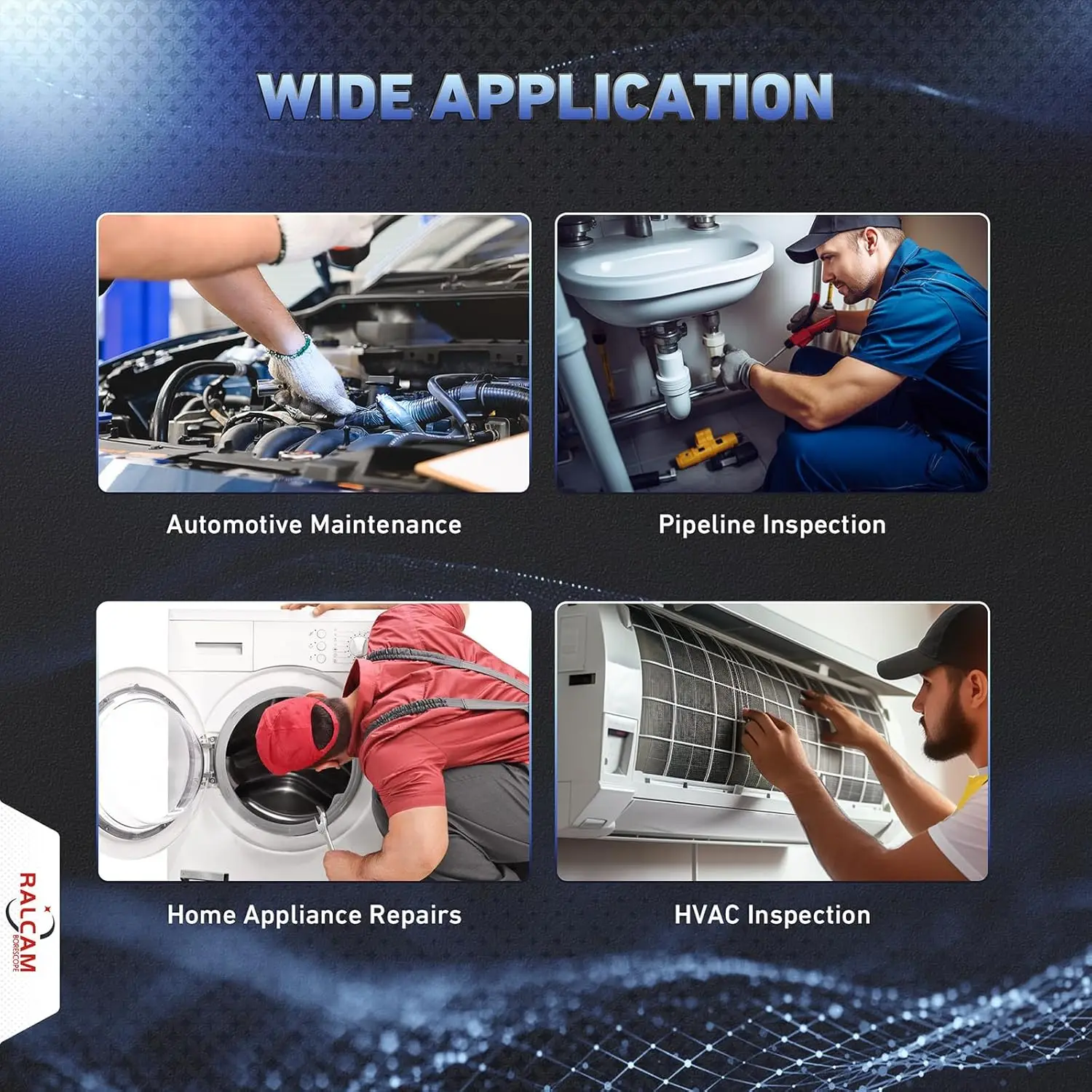 360° Joystick Articulating Borescope, 6.2mm 4 Ways Automotive Endoscope Inspection Camera with 6 Adjustable LED Lights SnakeTube view 6