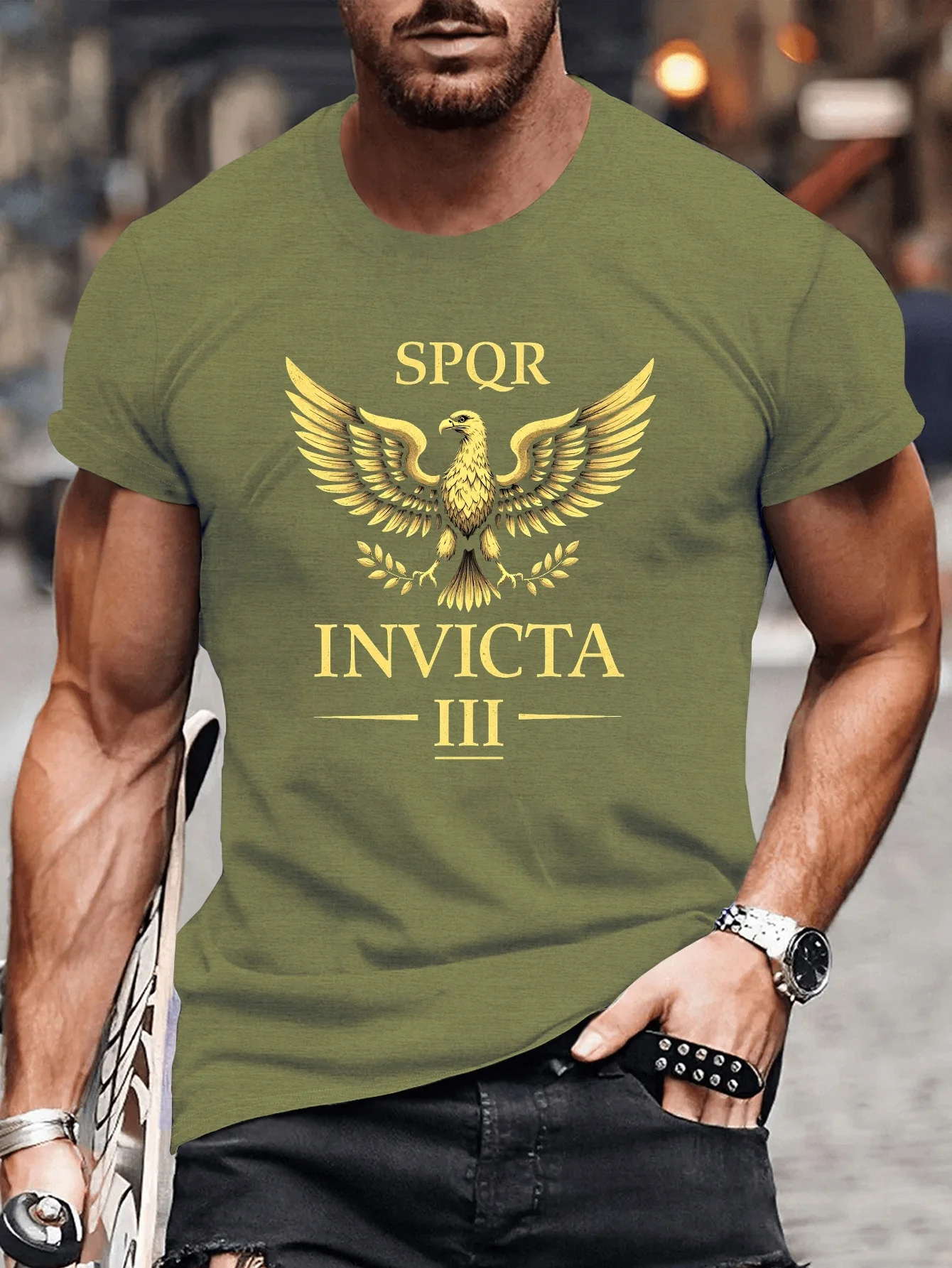 Roman Eagle SPQR Rome Invicta Ancient Rome Graphic T-Shirt 100% Cotton O-Neck Short Sleeve Summer Casual Mens T-shirt Streetwear