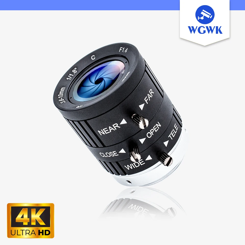 WGWK-C836-10A CCTV 3.6-10mm obiektyw aparatu CS Mount 8MP ręczny zoom do przemysłowych kamer wizyjnych obiektyw kamera internetowa do nadzoru