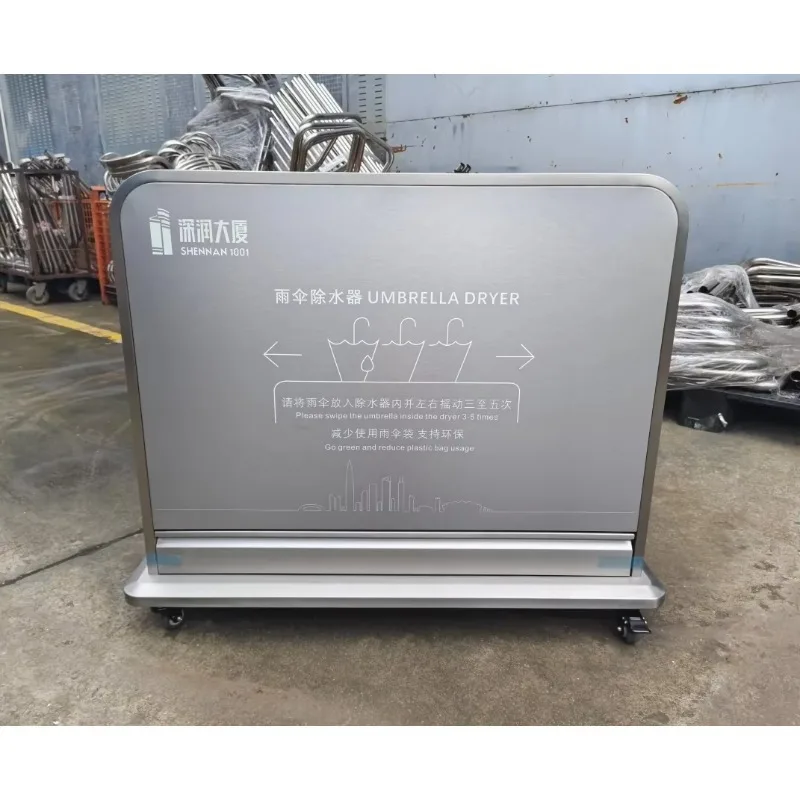 Zilveren grote paraplubedrijfstation waterdroogmachine handbediende natte paraplu droog- en wikkelmachine