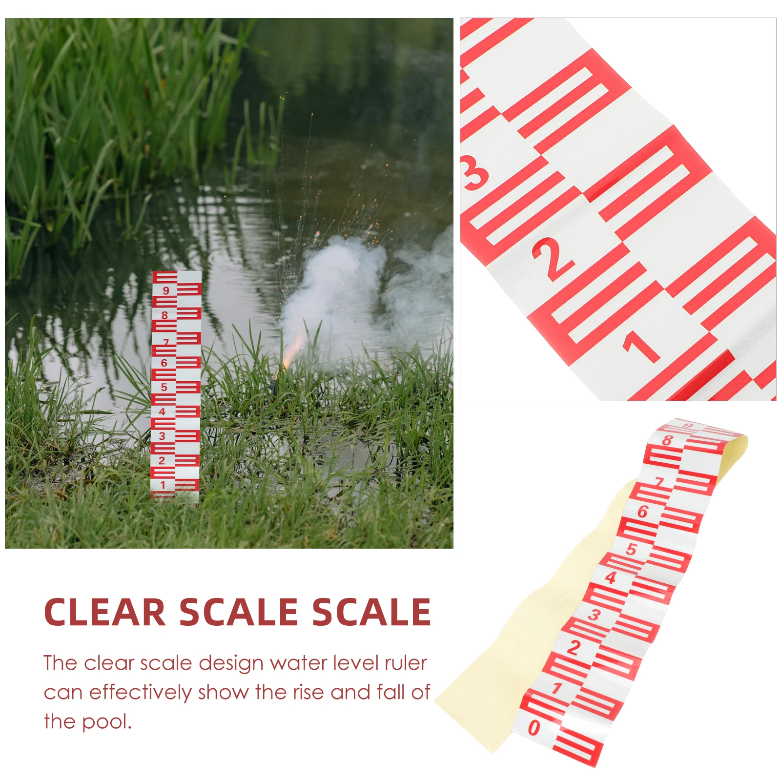 

Water Level 10x100cm Reflective Anti-corrosion Self-adhesive Pool Measurement Water Level Measuring Sticker Tool Depth Marker