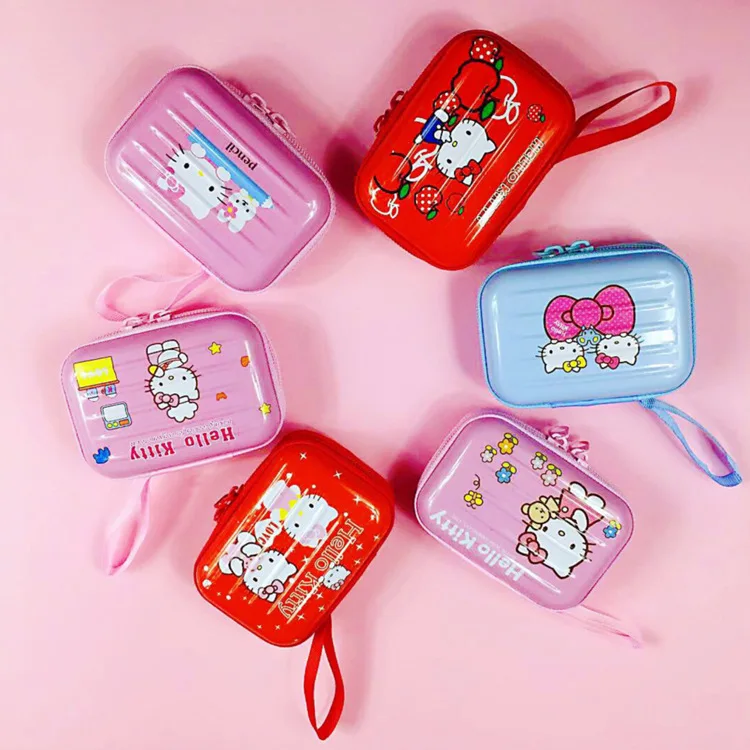 Sanrio Hello Kitty Storage Bag Cute valigia Shape casuale A Student Tote A Zipper Bag Cartoon children\'s Coin Storage Box Gift