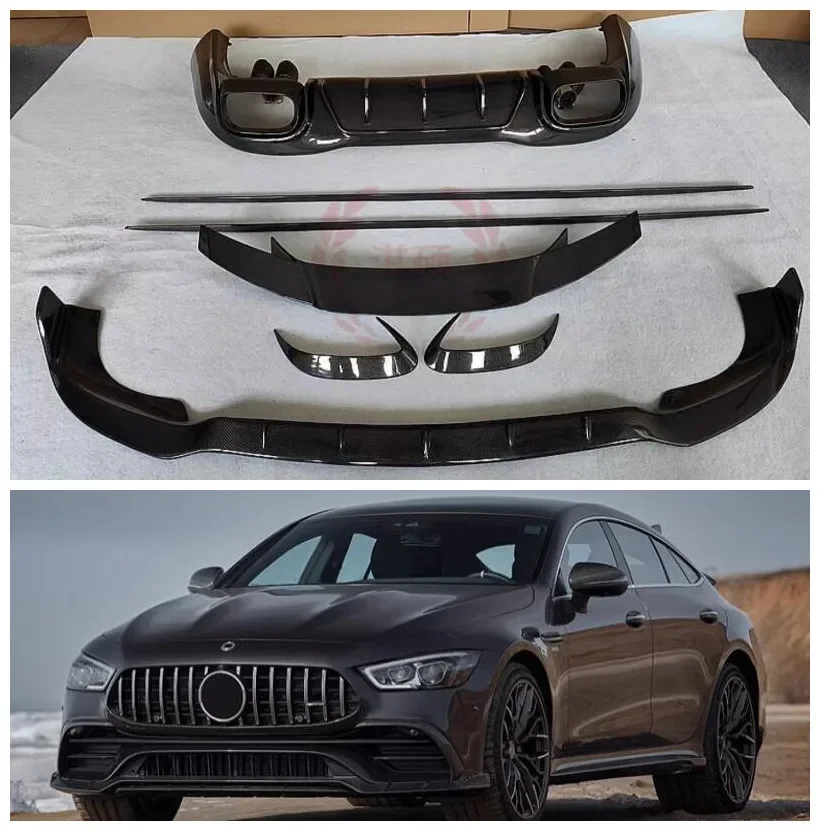 

For Benz AMG GT50 GT53 18-23 Carbon Fiber Bumper Front Lip Rear Diffuser Spoiler Tuyere Side Skirt Exhaust Full Body Kit