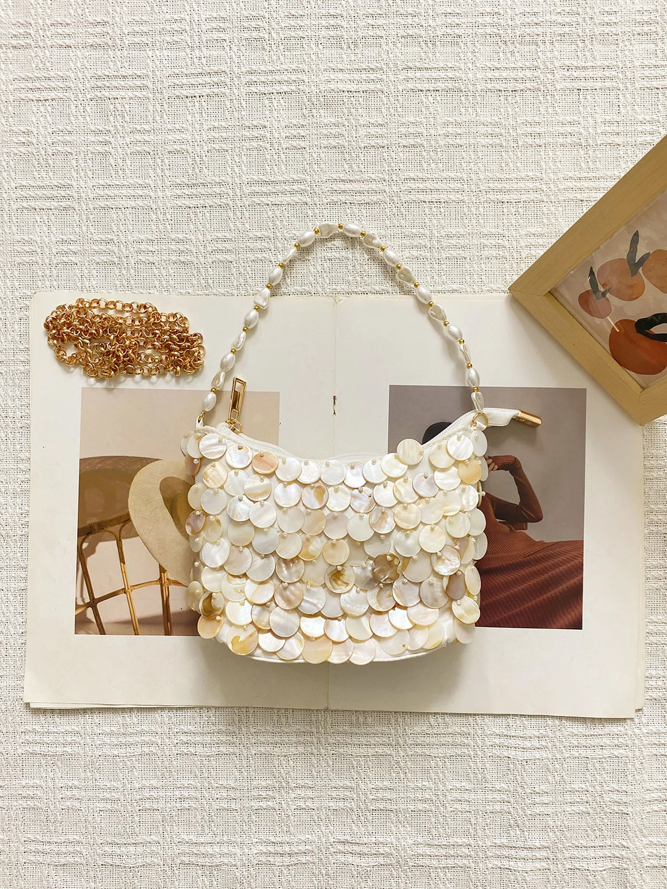 Summer beach vacation handmade woven shell dumpling bag, hand sewn heavy industry, niche fashion trend, hand-held crossbody bag