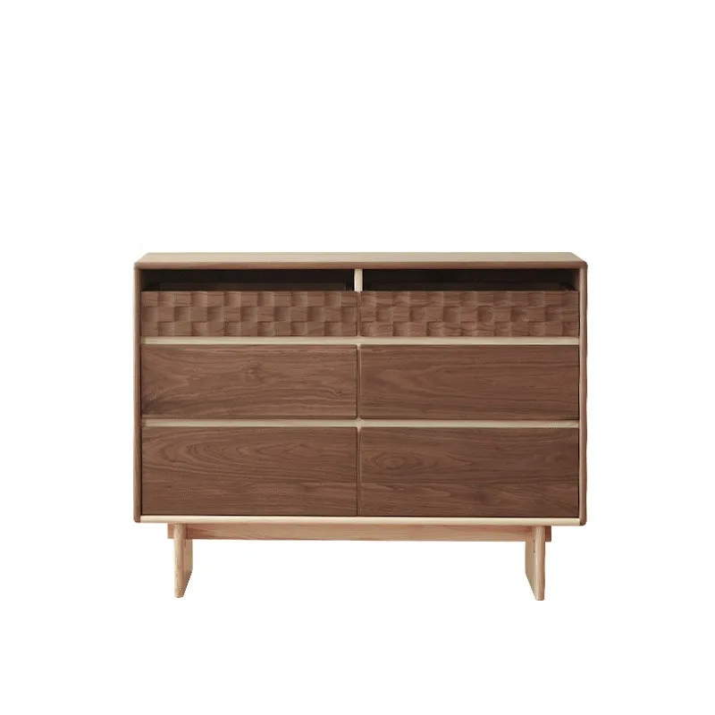 Nordic solid wood six-chest cabinet, retro locker, living room, bedroom, bedside storage, porch side cabinet