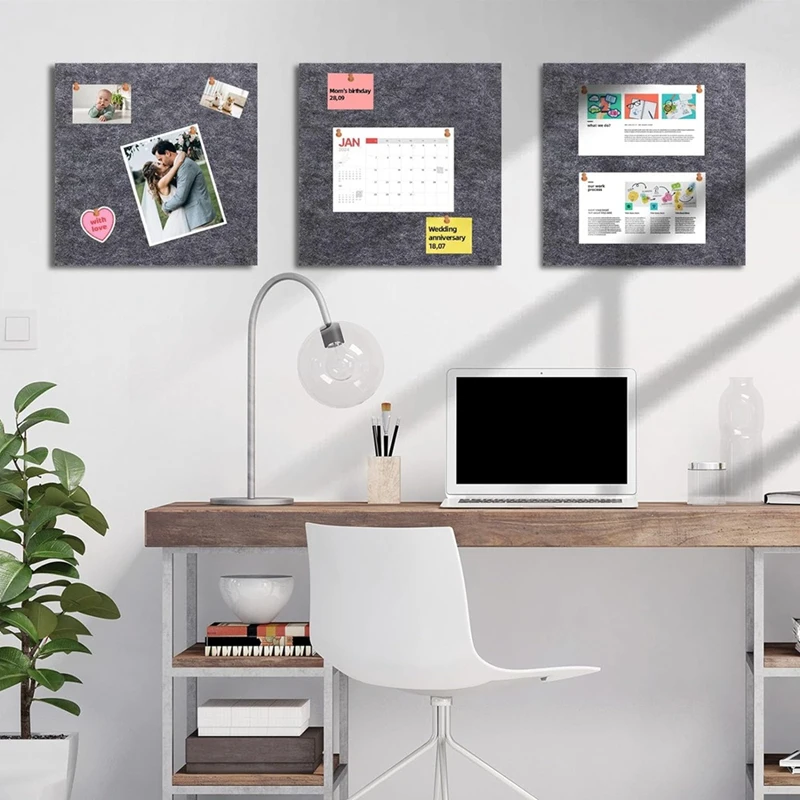 A35Q-Cork Board Wall Felt Board Tile With 60 Push Pins And Safe Removable Adhesive Labels For Bulletin Board In Office