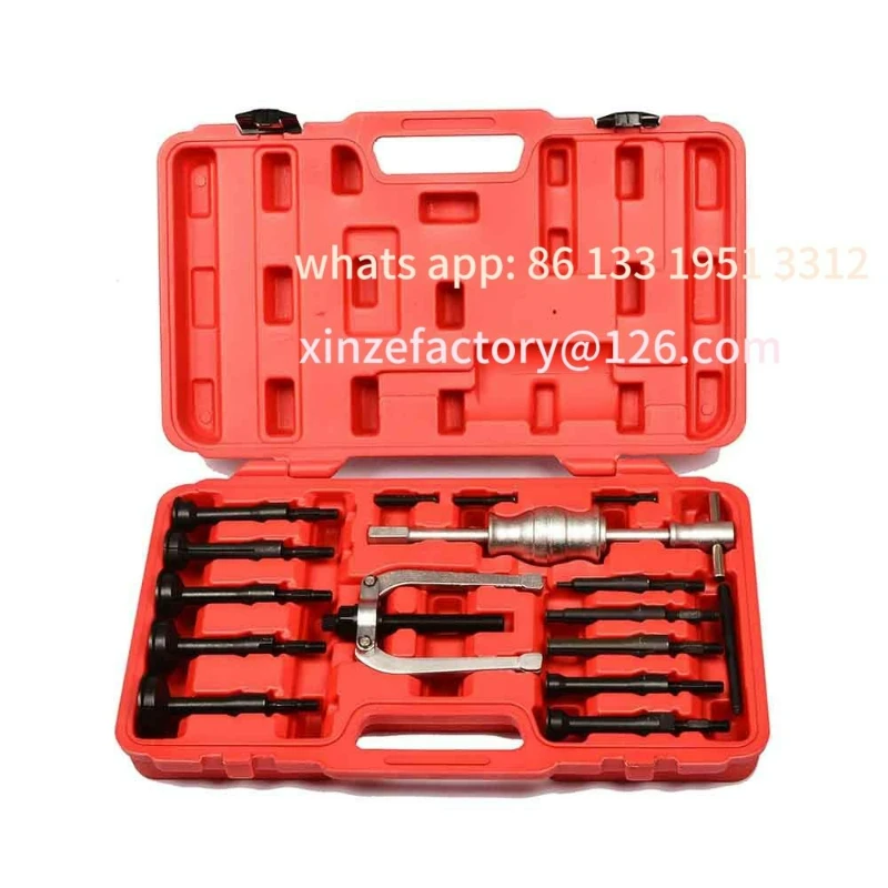 

Customizable 16pcs Blind Hole Pilot Internal Extractor/Remover Bearing Puller Set W/ Red Case