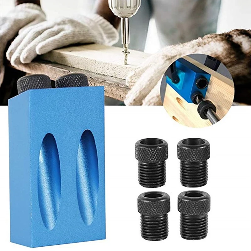 

Woodworking Oblique Hole Locator Drill Bits Pocket Hole Jig Kit 15 Degree Angle Drill Guide Set Hole Puncher DIY Carpentry Tools