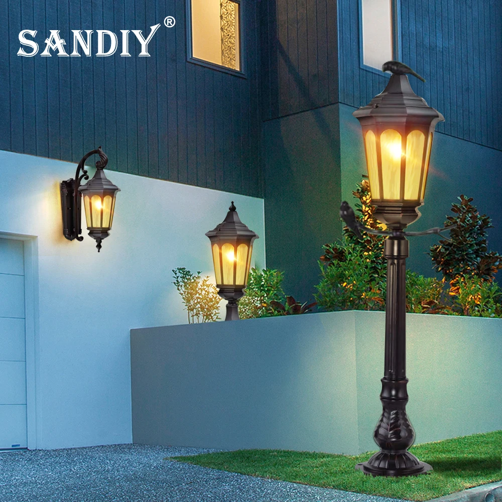 SANDIY Outdoor Porch Light Chandelier Post Wall Lamp Waterproof Vintage Led Lighting for House Gate Patio Aisle Exterior Sconce