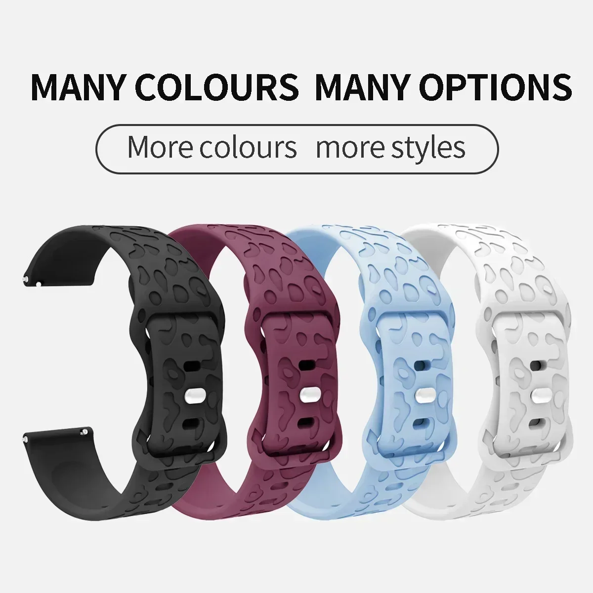 22mm 20mm 18mm 레오파드 실리콘 스트랩 가민 베뉴 3S 3 2S 플러스 SQ/포러너 165 570 265 255 265S/비보액티브 6 5 3 4 4S 밴드용