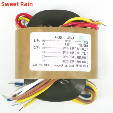 R-type power transformer 30W 9V &times; 4 (0.85A 8 wire) R N audio transformer copper wire high quality R-Core 9V x 4