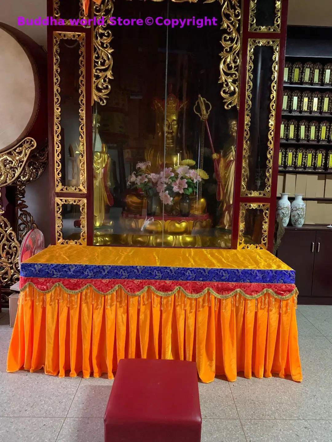 

Customized Buddhist Taoism item # HOME family Buddhism Temple Auspicious golden velvet Buddha GOD statue Altar cover Table cloth