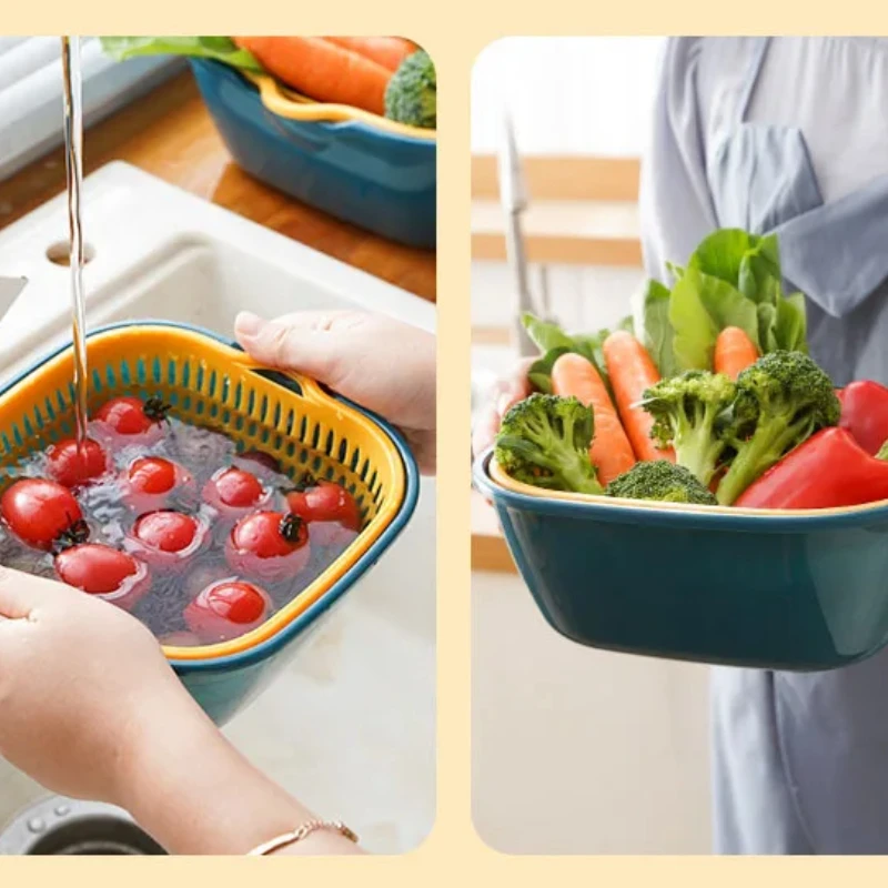 8PCS Kitchen Sink Vegetable Drainer Fruit Basket for Multifunctional Stackable Fruit Washing Basin Vegetable Drain Basket Basin