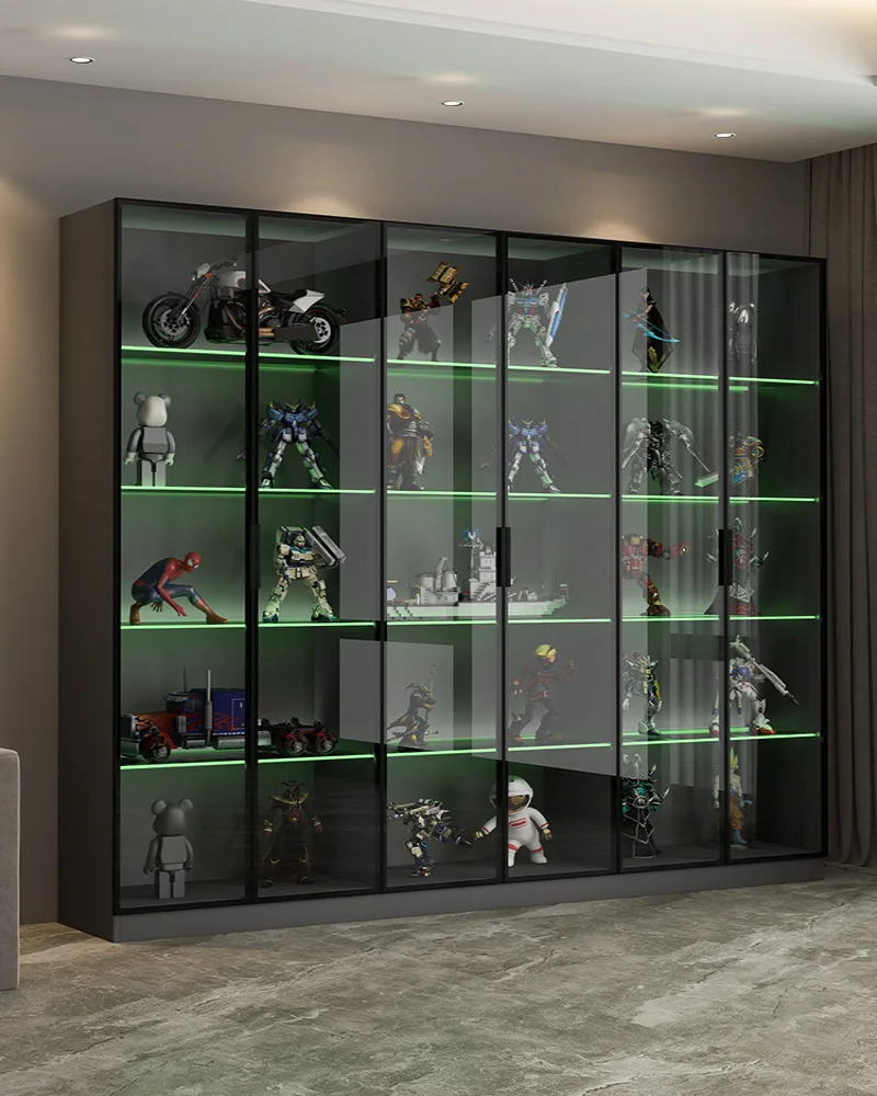 Home glass display cabinet integrated wall mounted toy cabinet, red wine display cabinet can be customized